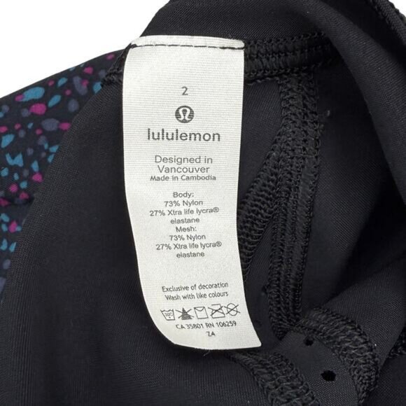 LULULEMON RARE Swell Seeker Paddle Top Terrazzo Black Multi / Black Size 2 - Picture 7 of 8